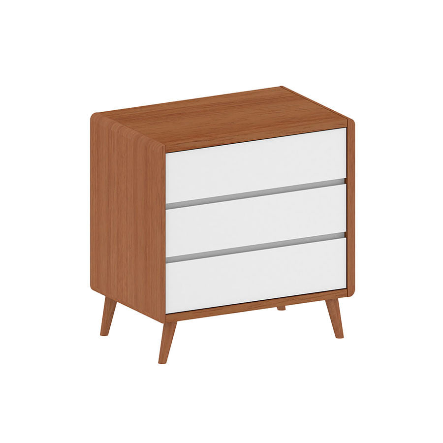 Cômoda de Bebê Oval Slim 3 Gavetas Branco e Madeira