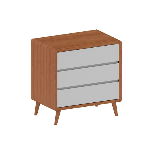 Cômoda de Bebê Oval Slim 3 Gavetas Cinza e Madeira