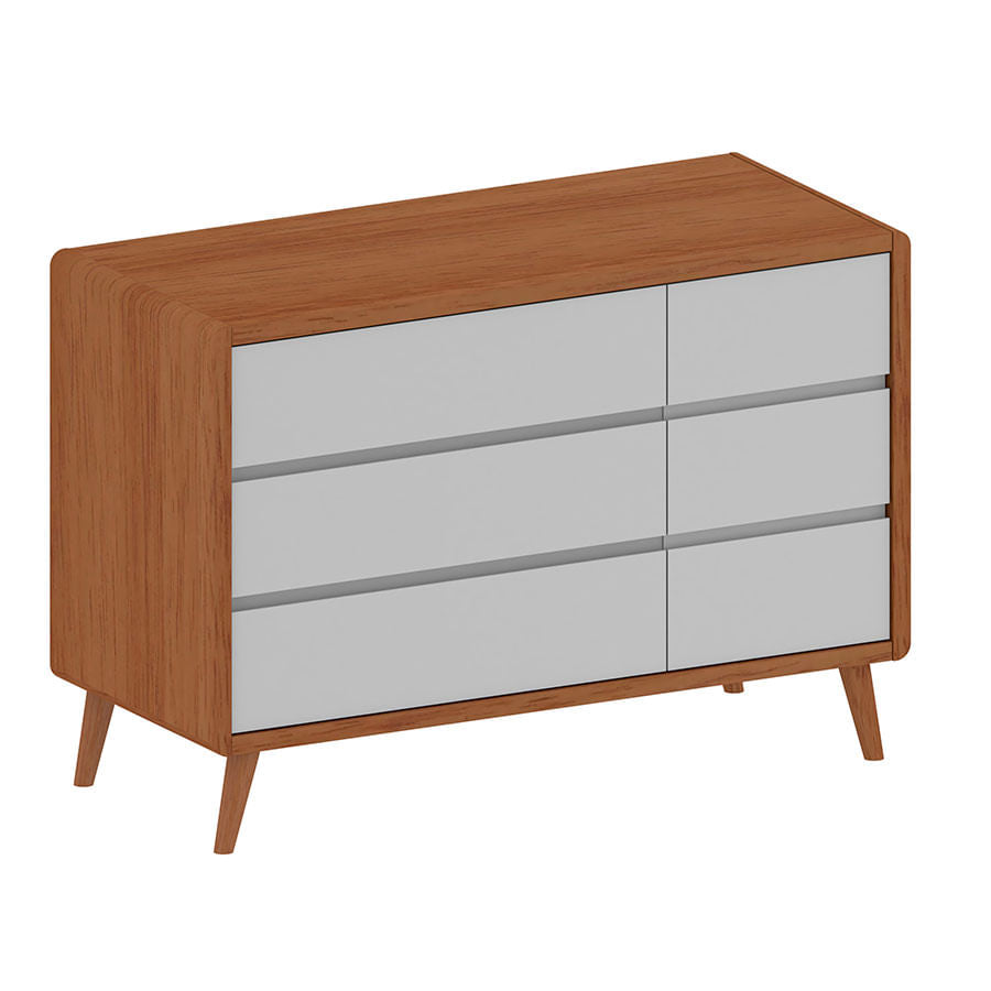 Cômoda de Bebê Oval Slim com Porta Cinza e Madeira