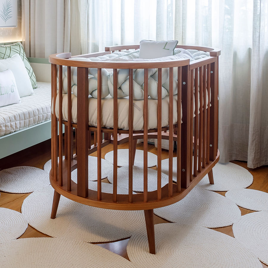 Berço Oval Slim 4 em 1 Madeira