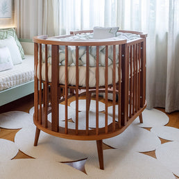 Berço Oval Slim 4 em 1 Madeira