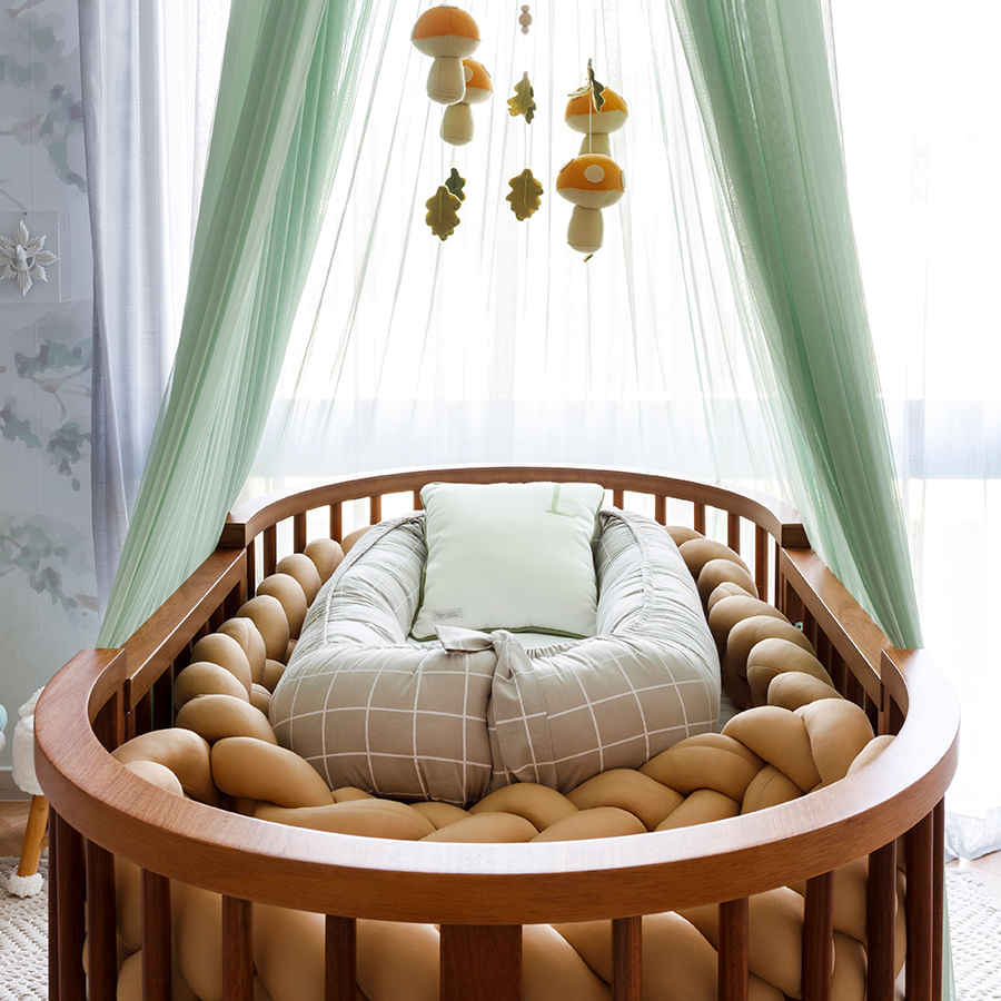 Berço Oval Slim 4 em 1 Madeira
