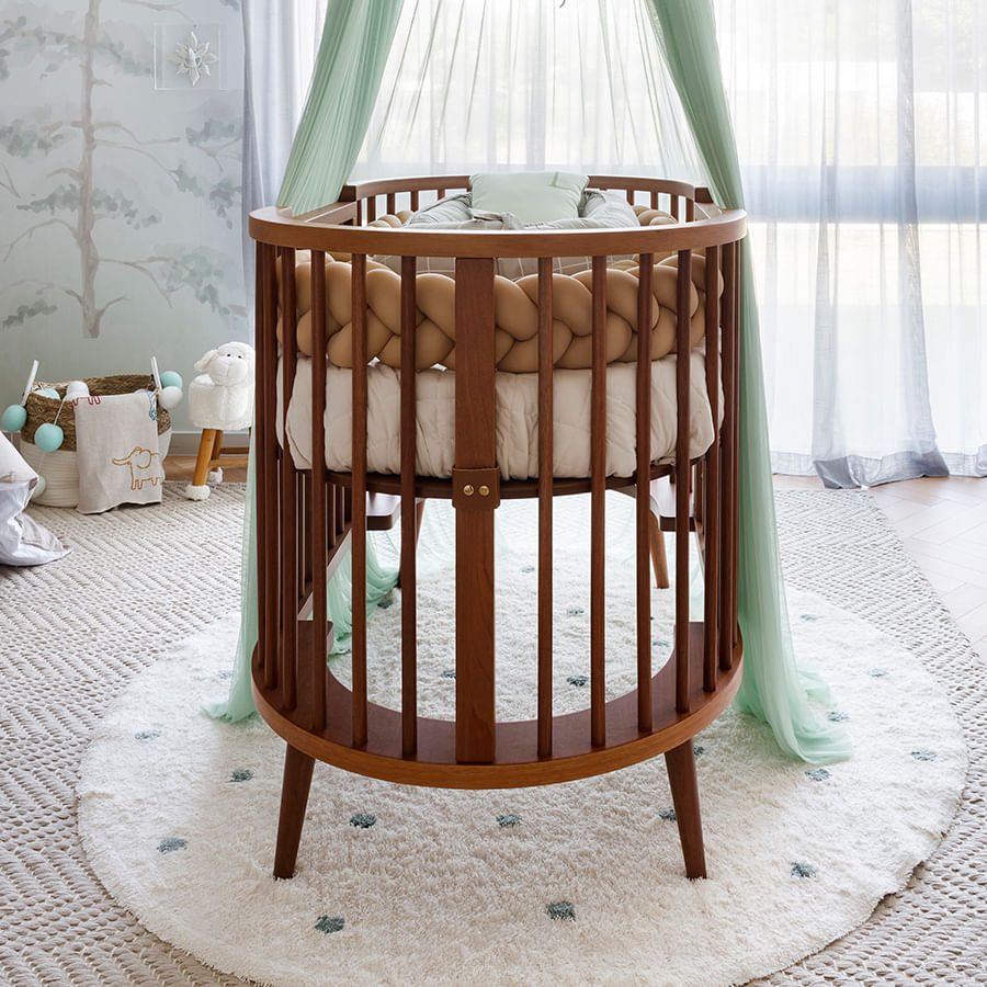 Berço Oval Slim 4 em 1 Madeira
