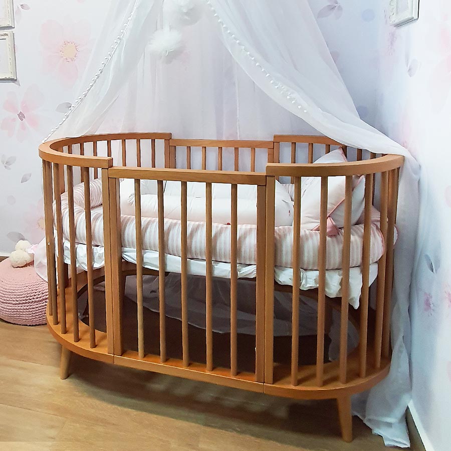 Berço Oval Slim 4 em 1 Madeira