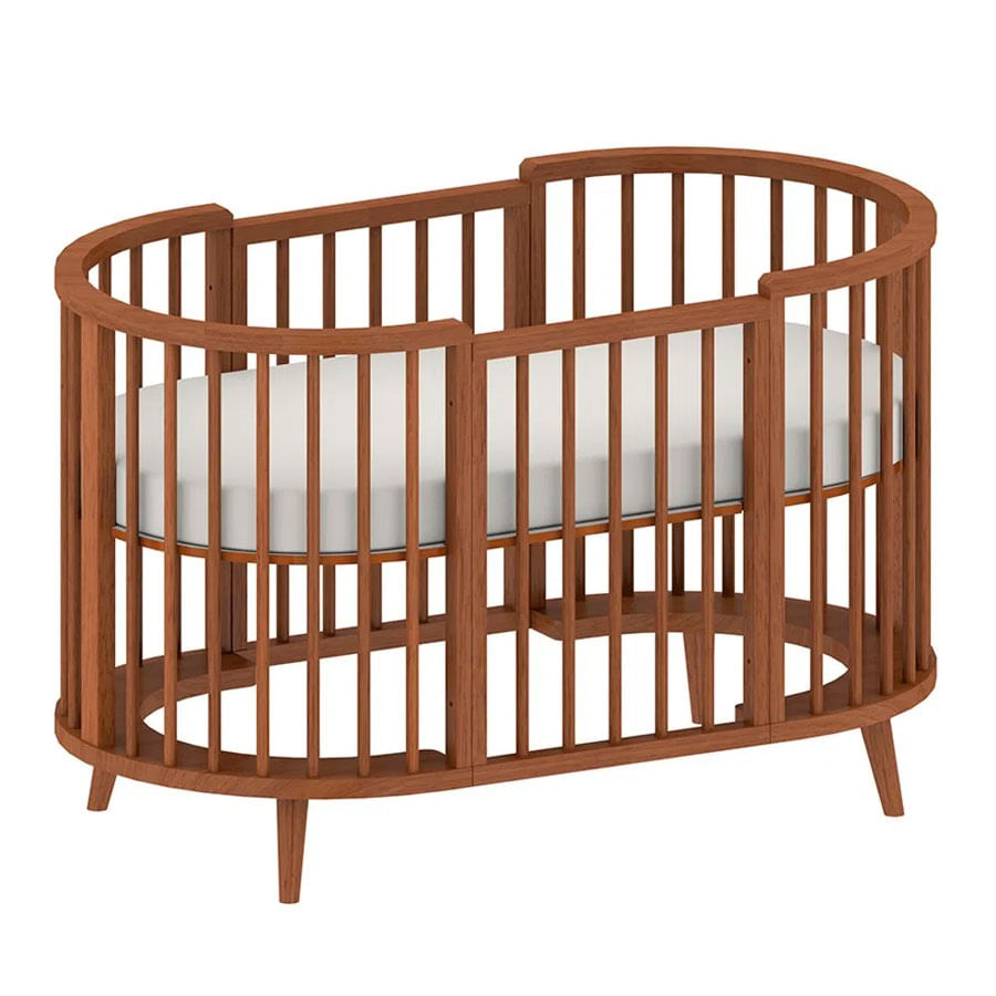 Berço Oval Slim 4 em 1 Madeira