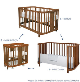 Berço Raika 3 em 1 - Jequitibá