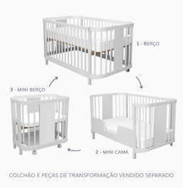 Berço Raika 3 em 1 - Branco