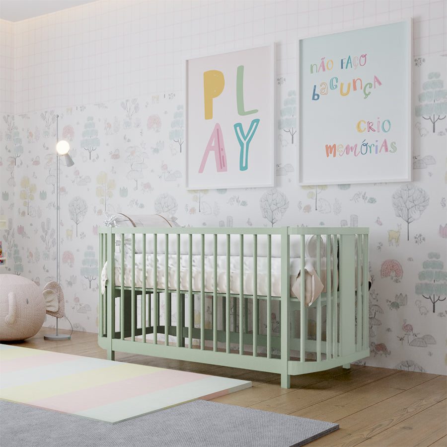 Berço Raika 3 em 1 - Verde Jardim