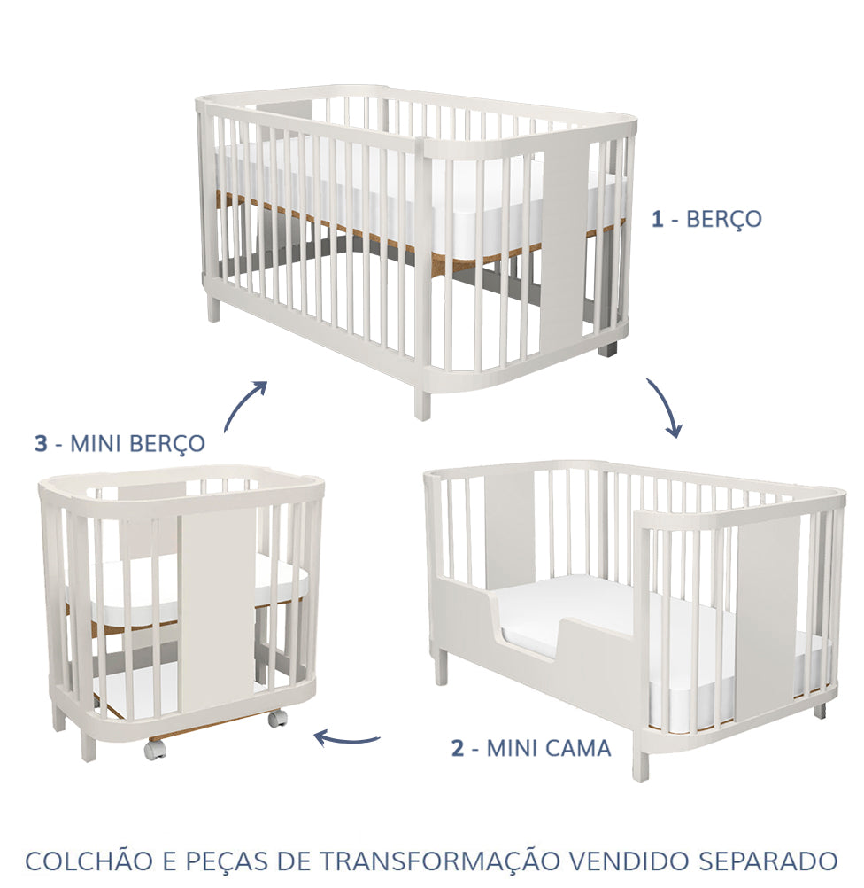 Berço Raika 3 em 1 - Greige