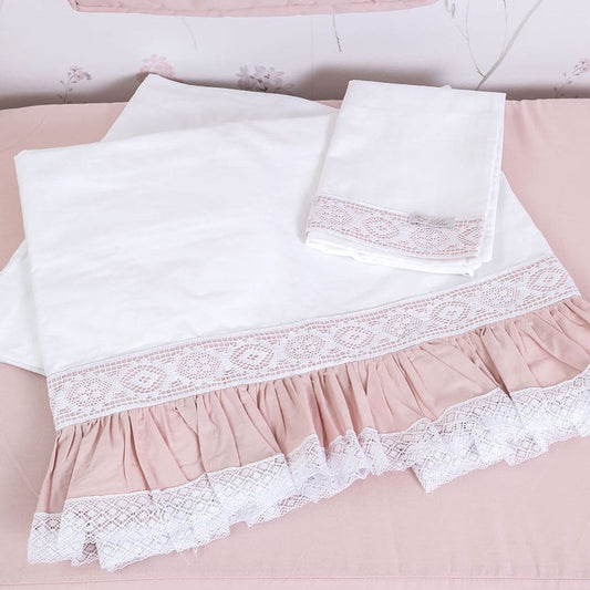 Jogo de Lençol para Berço Tressê Rose - 3 Peças