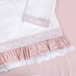 Jogo de Lençol para Berço Tressê Rose - 3 Peças