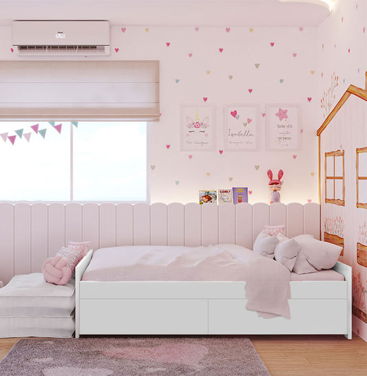 Cama Up 2 em 1 com 2 Gavetas Slim - Branco