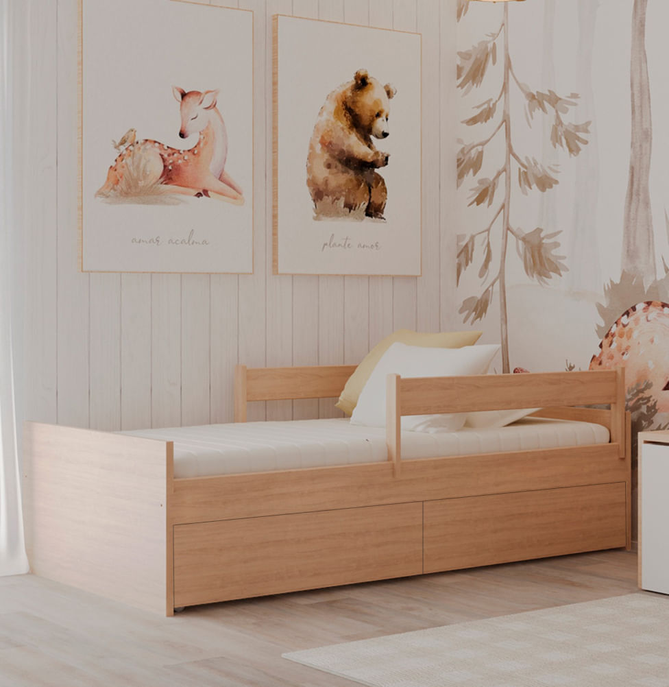 Cama Up 2 em 1 com 2 Gavetas Slim - Carvalho