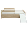 Cama Up 2 em 1 com 2 Gavetas Slim Carvalho e Escorregador Branco