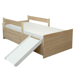 Cama Up 2 em 1 com 2 Gavetas Slim Carvalho e Escorregador Branco