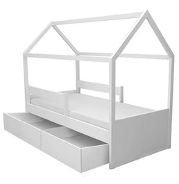 Cama com Casinha Up 2 em 1 com 2 Gavetas Slim - Branco