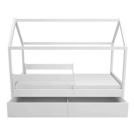 Cama com Casinha Up 2 em 1 com 2 Gavetas Slim - Branco