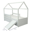 Cama com Casinha Up 2 em 1 com 2 Gavetas Slim e Escorregador - Branco