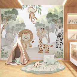 Papel de Parede Infantil Selva Bichos - Mural