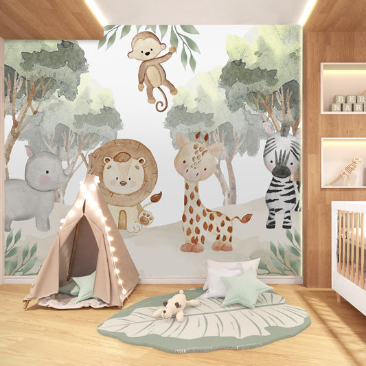 Papel de Parede Infantil Selva Bichos - Mural