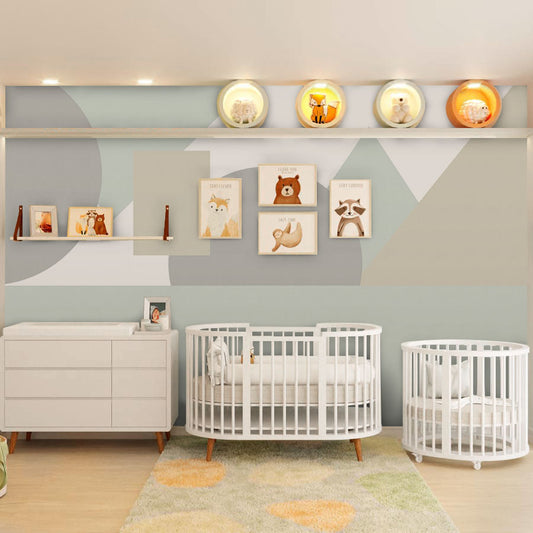 Papel de Parede Infantil Geométrico Círculos e Triângulos - Mural