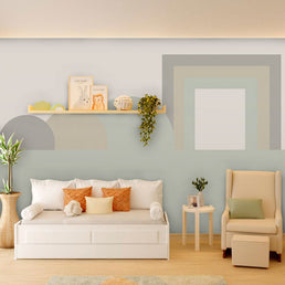 Papel de Parede Infantil Geométrico Círculos e Retângulos - Mural