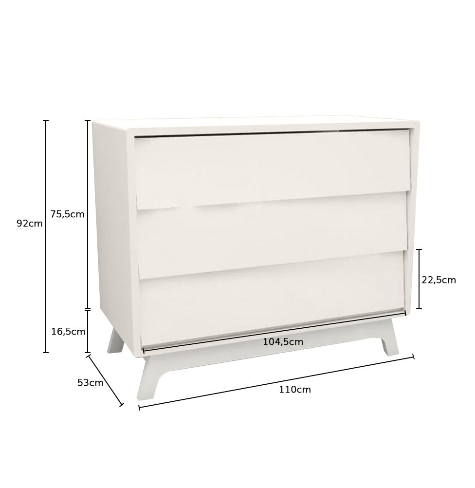 Cômoda de Bebê Raika 3 Gavetas Branco