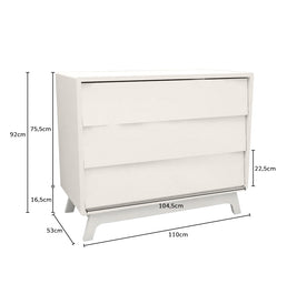 Cômoda de Bebê Raika 3 Gavetas Branco