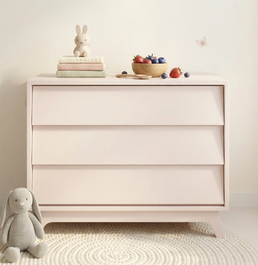 Cômoda de Bebê Raika 3 Gavetas Rosa Claro