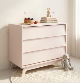 Cômoda de Bebê Raika 3 Gavetas Rosa Claro