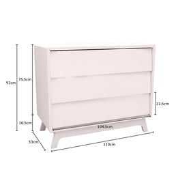 Cômoda de Bebê Raika 3 Gavetas Rosa Claro