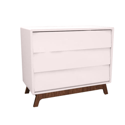 Cômoda de Bebê Raika 3 Gavetas Rosa Claro com Pé Mel