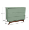 Cômoda de Bebê Raika 3 Gavetas Verde Jardim com Pé Mel