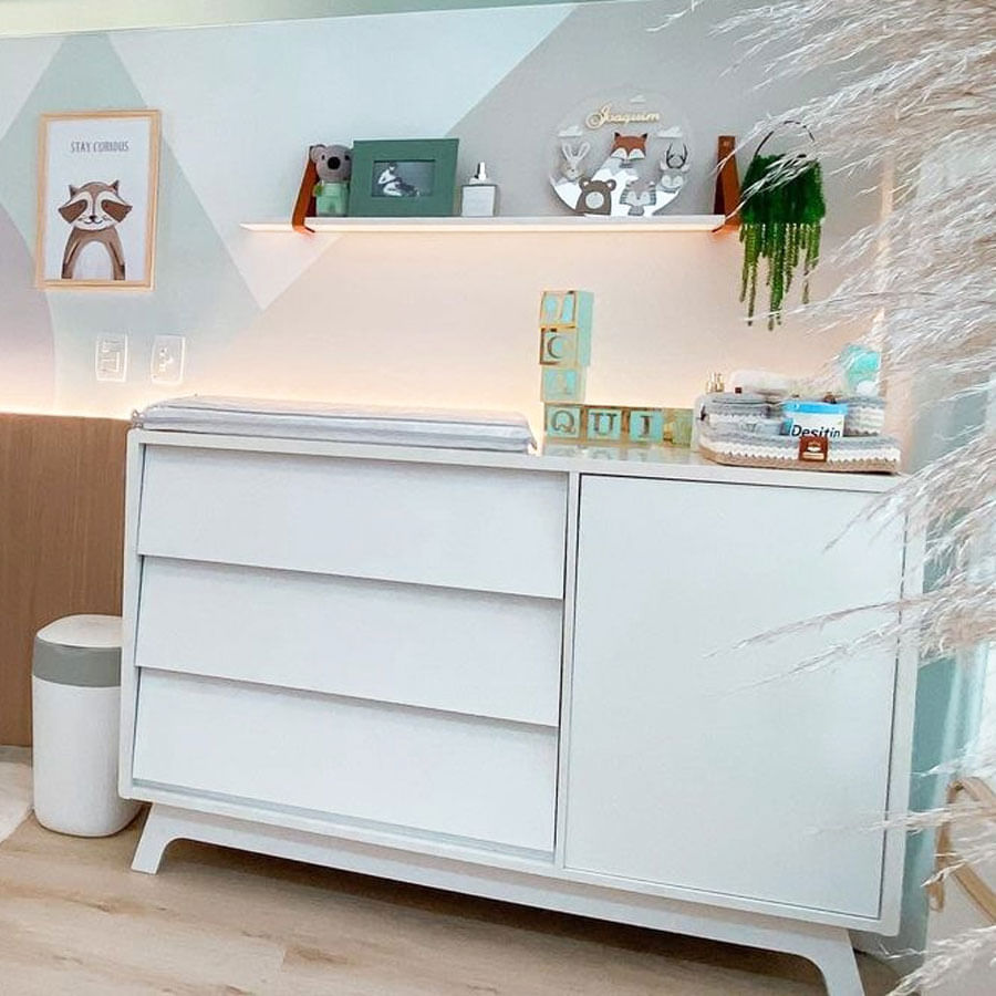 Cômoda de Bebê Raika Com Porta Branco