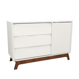 Cômoda de Bebê Raika Com Porta Branco com Pé Mel