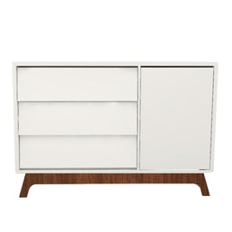 Cômoda de Bebê Raika Com Porta Branco com Pé Mel