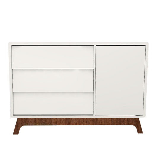 Cômoda de Bebê Raika Com Porta Branco com Pé Mel