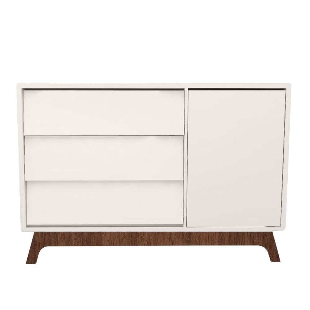 Cômoda de Bebê Raika Com Porta Greige e Pé Mel