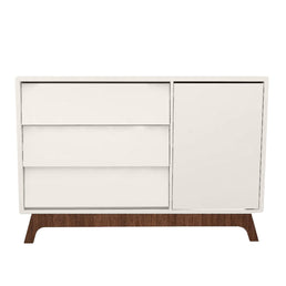 Cômoda de Bebê Raika Com Porta Greige e Pé Mel