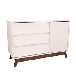 Cômoda de Bebê Raika com Porta Rosa Claro e Pé Mel