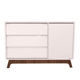 Cômoda de Bebê Raika com Porta Rosa Claro e Pé Mel