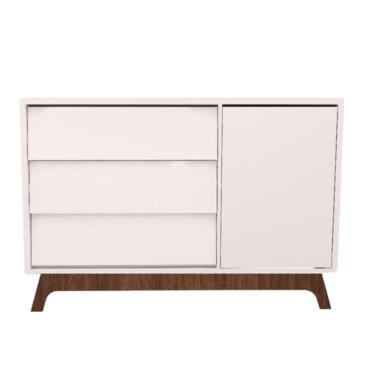 Cômoda de Bebê Raika com Porta Rosa Claro e Pé Mel