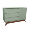 Cômoda de Bebê Raika com Porta Verde Jardim e Pé Mel
