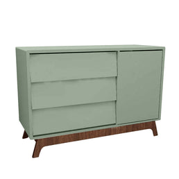 Cômoda de Bebê Raika com Porta Verde Jardim e Pé Mel