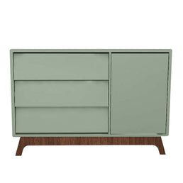 Cômoda de Bebê Raika com Porta Verde Jardim e Pé Mel
