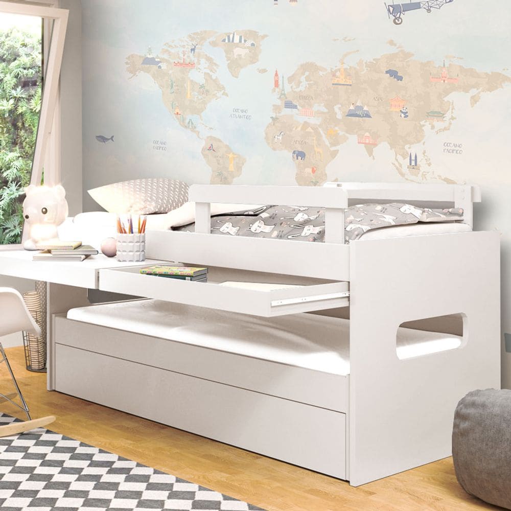 Beliche Multi com Gavetão e Mesa de Estudo Branca