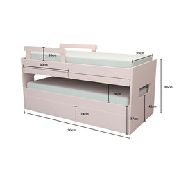Beliche Multi com 2 Camas, Gavetão e Escrivaninha – Rosa