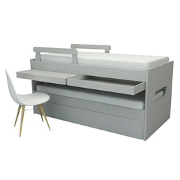 Beliche Multi com Cama Auxiliar e Mesa de Estudo Cinza