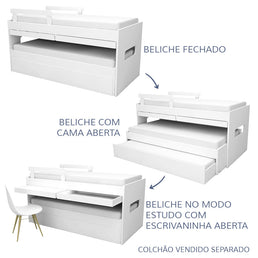 Beliche Multi com Cama Auxiliar e Mesa de Estudo Rosa