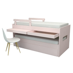 Beliche Multi com Cama Auxiliar e Mesa de Estudo Rosa